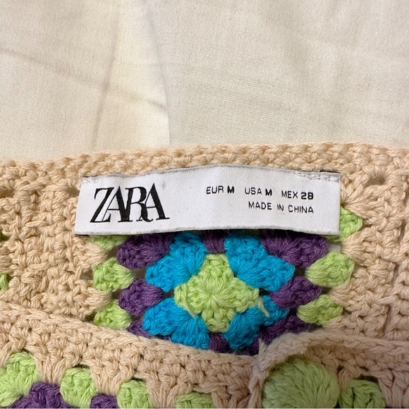 Zara Multicolor Crochet Crop Top Size Medium - Picture 4 of 5